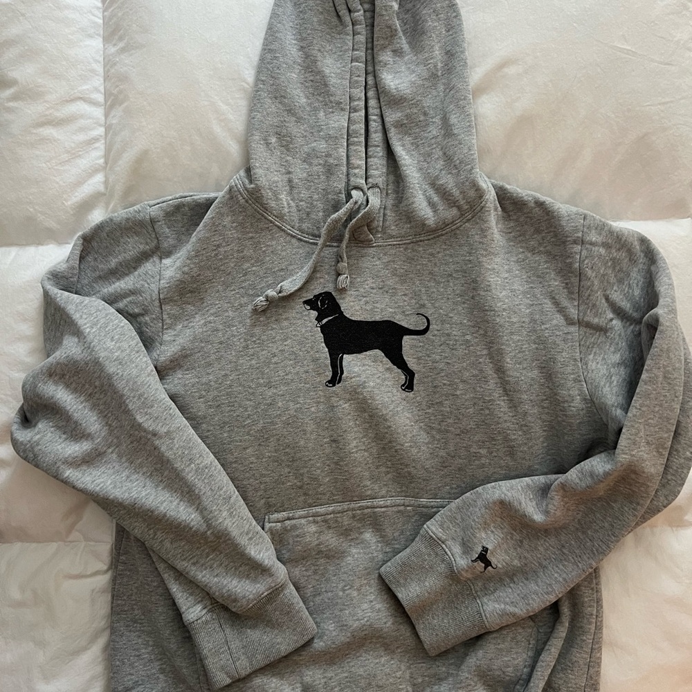 The Black Dog Womens Classic Hooded Pullover. Grey. Size Medium
